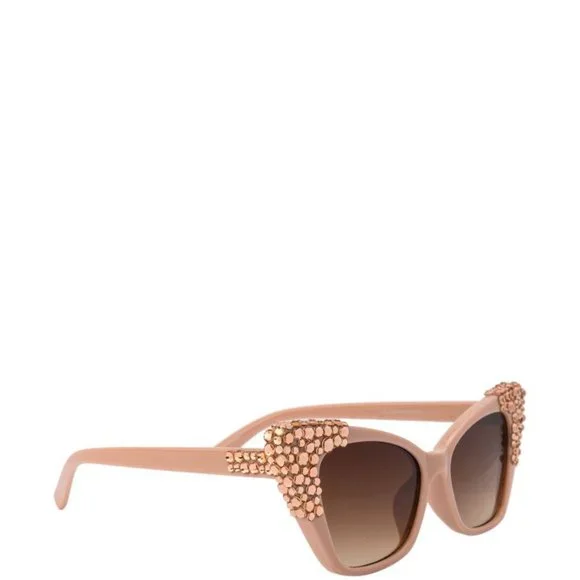 Callie Embellishing Eyes: Nude Rose Gold Rhinestone Sunglasses - Picture 4 of 5